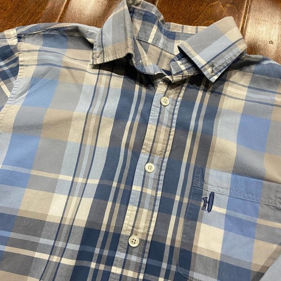 Johnnie-O Blue Cotton Tan Plaid Button Down Shirt L/S Men's Size Small - Picture 6 of 8